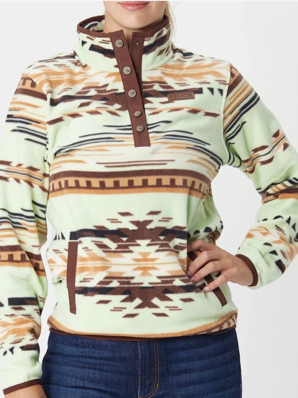 NWT Cinch Women’s Lime & Brown Aztec Sweater XXL